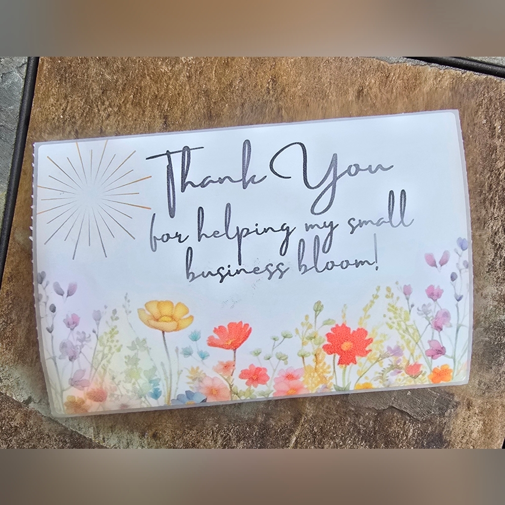 30 custom 4x6 Wild flower Thank You stickers Or Cards